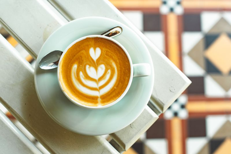 Tatte signature latte with latte art