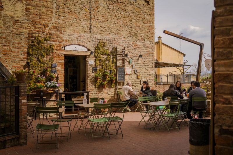 Outdoor terrace seating at Tatte Bethesda